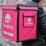 PK-65D:Foodora Pizza Delivery Thermal Backpack, Rider Bags, Side + Top Loading, 16" L x 12" W x 18" H