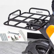PK-RACK4: Metal rack with guardrail for food delivery box to fix scooter with small backseat, Screws and tool free, Inner size: 50*50cm