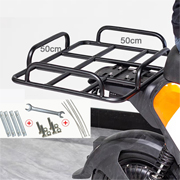 PK-RACK4: Metal rack with guardrail for food delivery box to fix scooter with small backseat, Screws and tool free, Inner size: 50*50cm