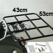 PK-RACK5: Flat metal rack for food delivery box to fix scooter with small backseat, Screws and tool free, Size: 43*53cm